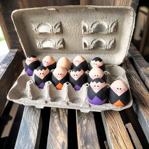 Hand-Painted Vampire Eggs, Halloween Decor, Alternative Ester, Cute & Creepy - Picture 4 of 10